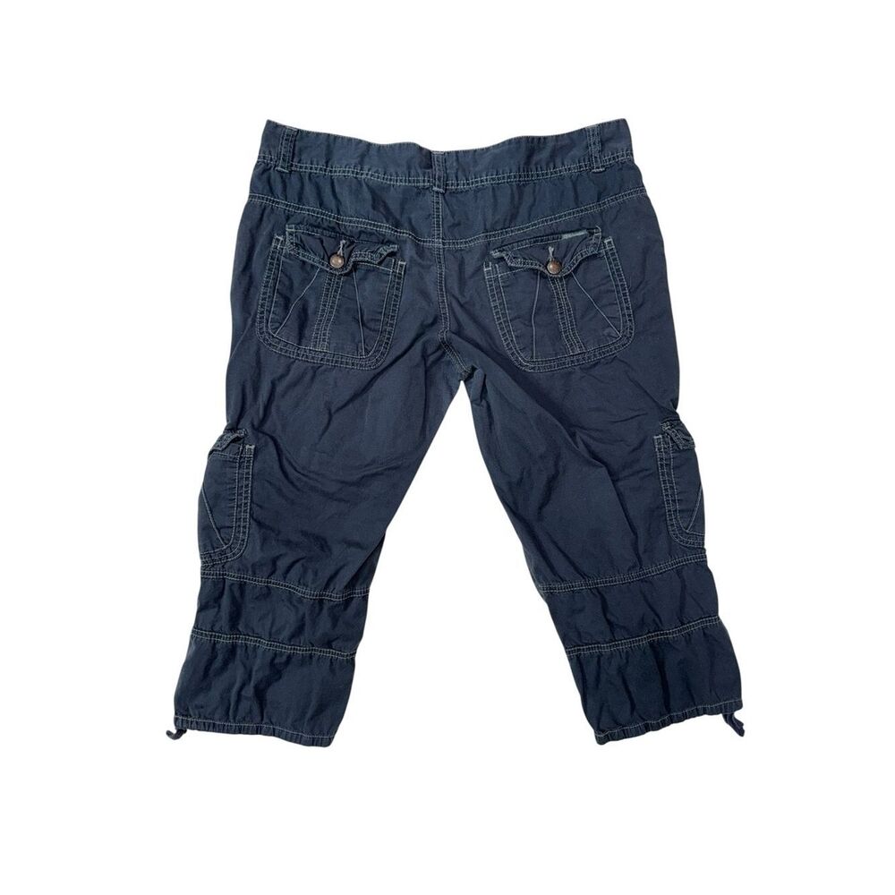 UNIONBAY Solid Navy Blue Cropped Capri Cargo Pants Pockets Drawstring - Picture 9 of 15